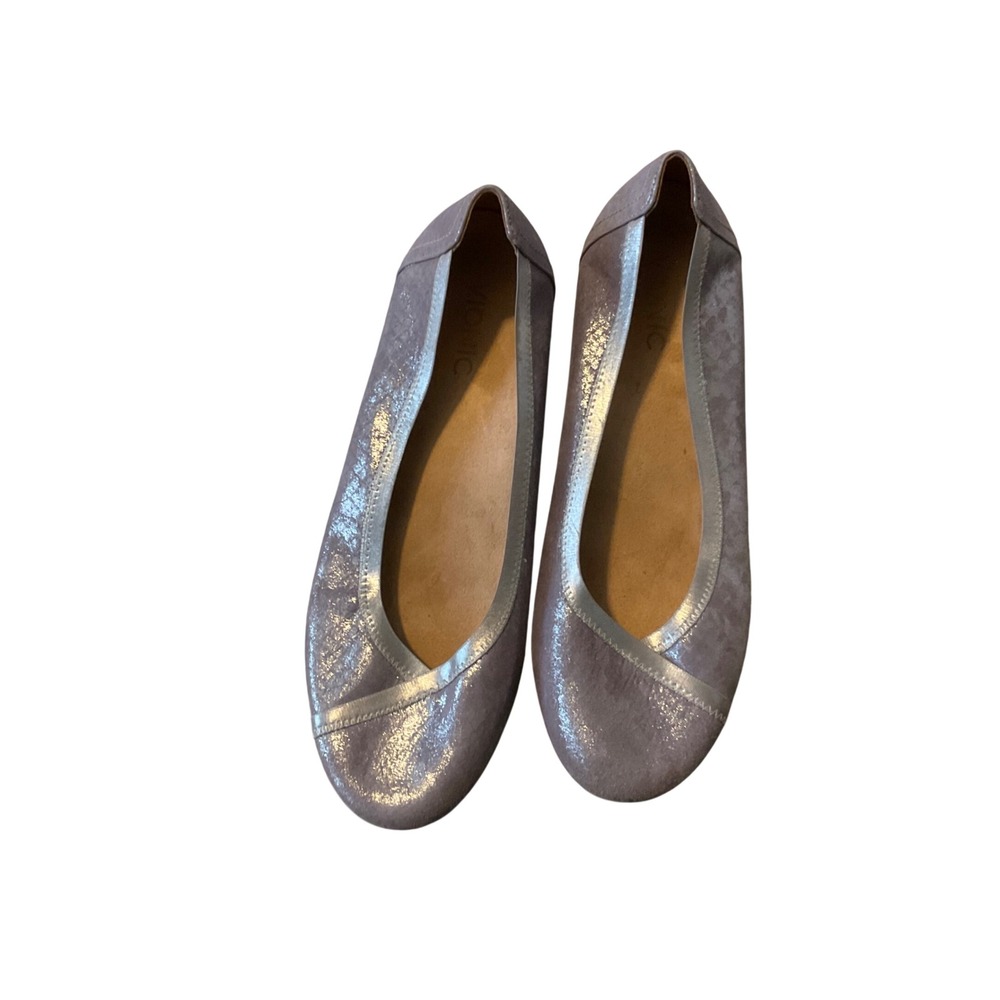 Vionic Caroll Ballet Flats Metallic Shimmer Silver Women Size 10